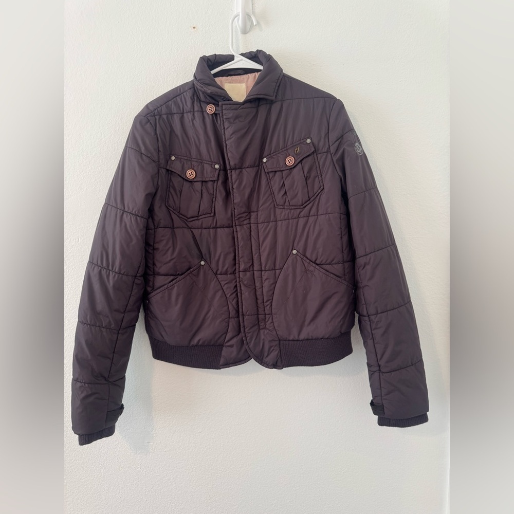VINTAGE Y2K DIESEL CROPPED BOMBER JACKET BROWN NYLON SIZE XL